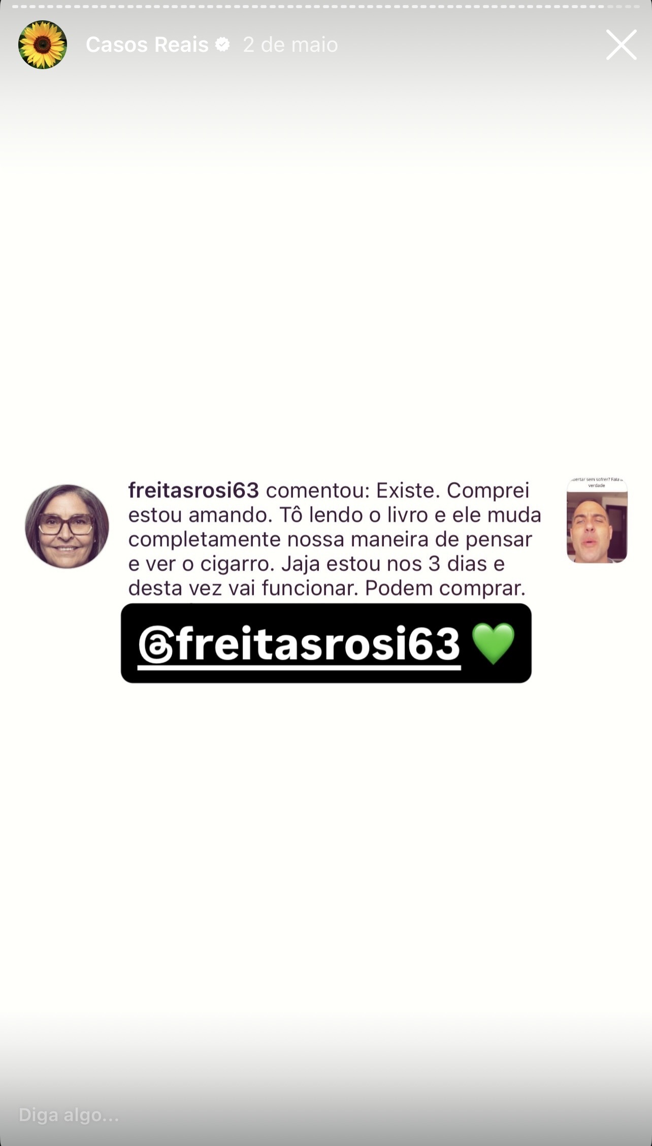 Depoimento real 24 sobre o Eu Sou Feliz Sem Fumar